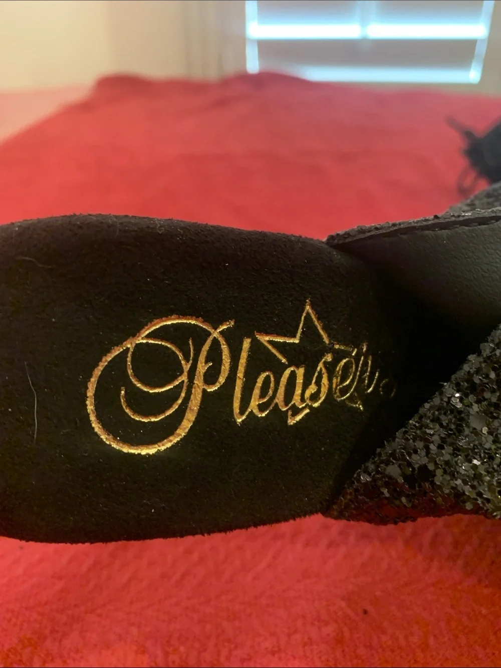 Pleaser Black Glitter Platform Heels